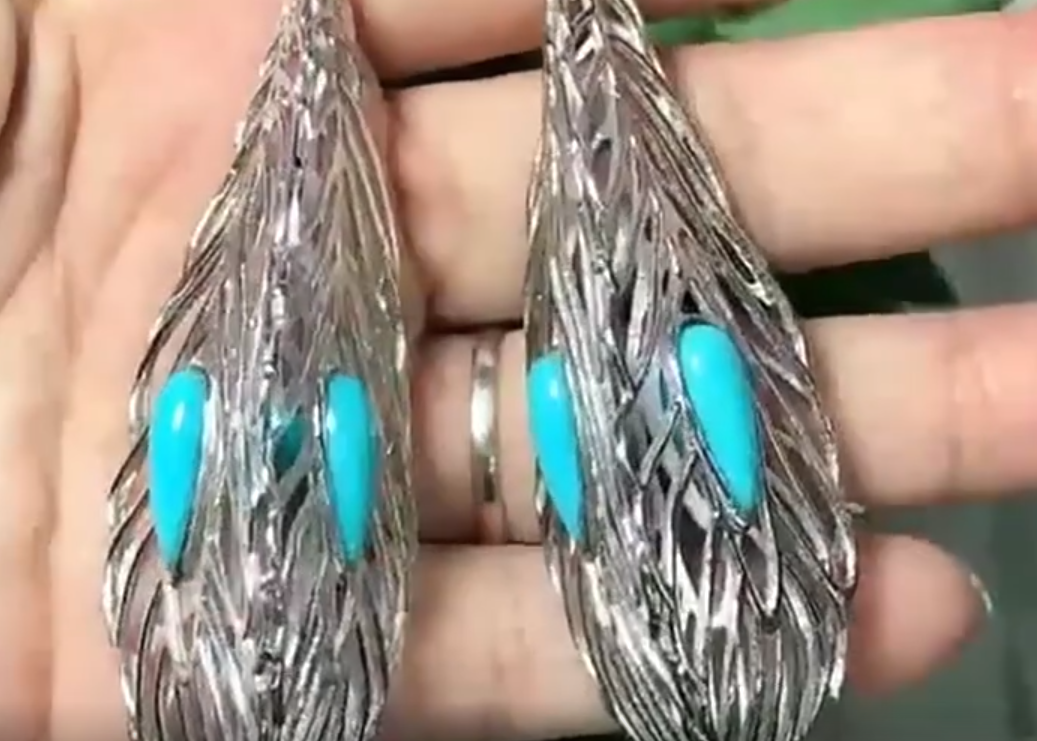 Turquoise Earrings-Teardrop Earring 925 Sterling Silver Solid Silver Earring 10