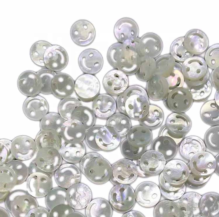 Hantverkssmycken storlek 12mm Vit MOP Snidade leende rund form 16