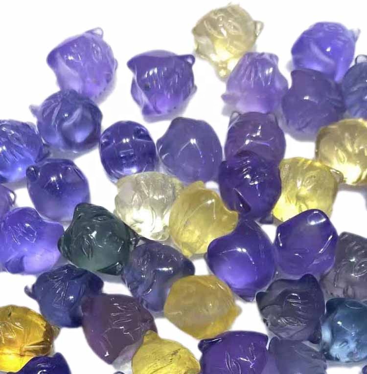 Draguljasti nakit fluorit različite boje vruća prodaja genuinenaturalno oblik mačaka 16