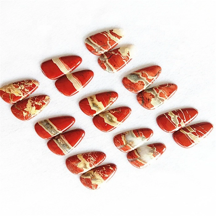 Red stone Cabochon Pair Mix shape Gemstone pair Loose Cabochon for Earring Jewelry Flat Back Drilled Cabochon 1