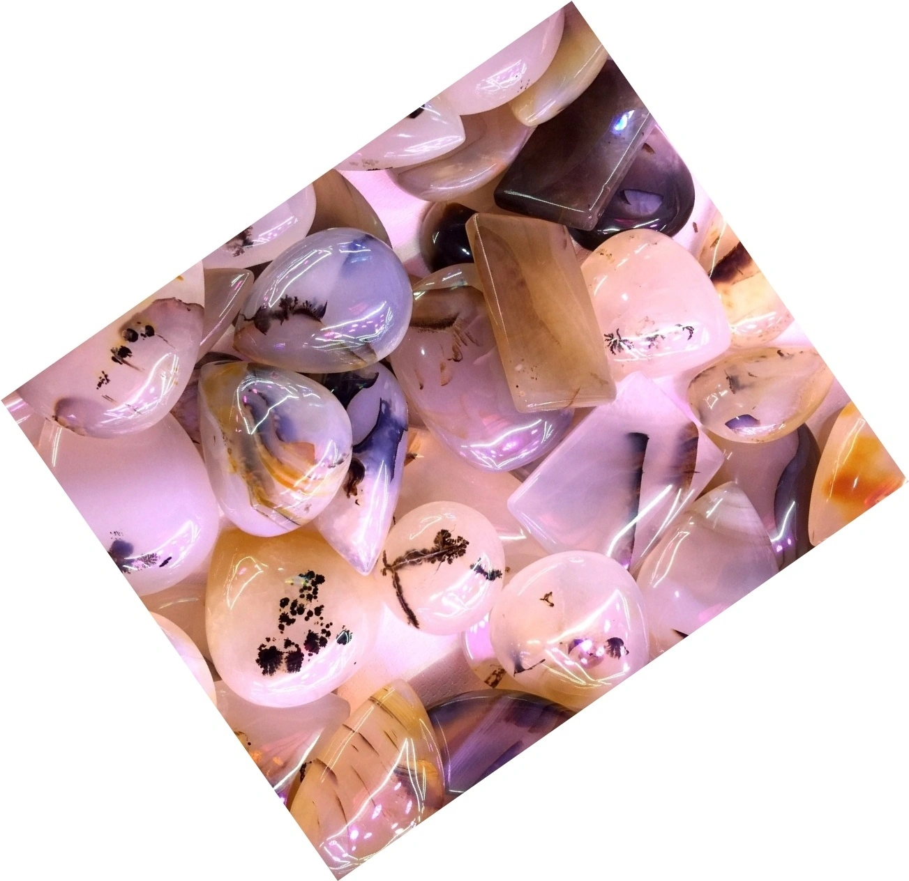 Cherry Blossom Agate Pear Cherry Blossom Agate Flower Agate cabochon loose gemstone 1