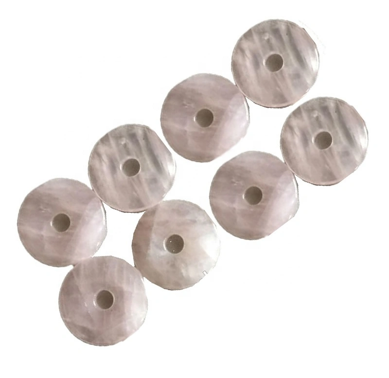 Rose quartz donut round beads Rose quartz donut focal pendant bead 1