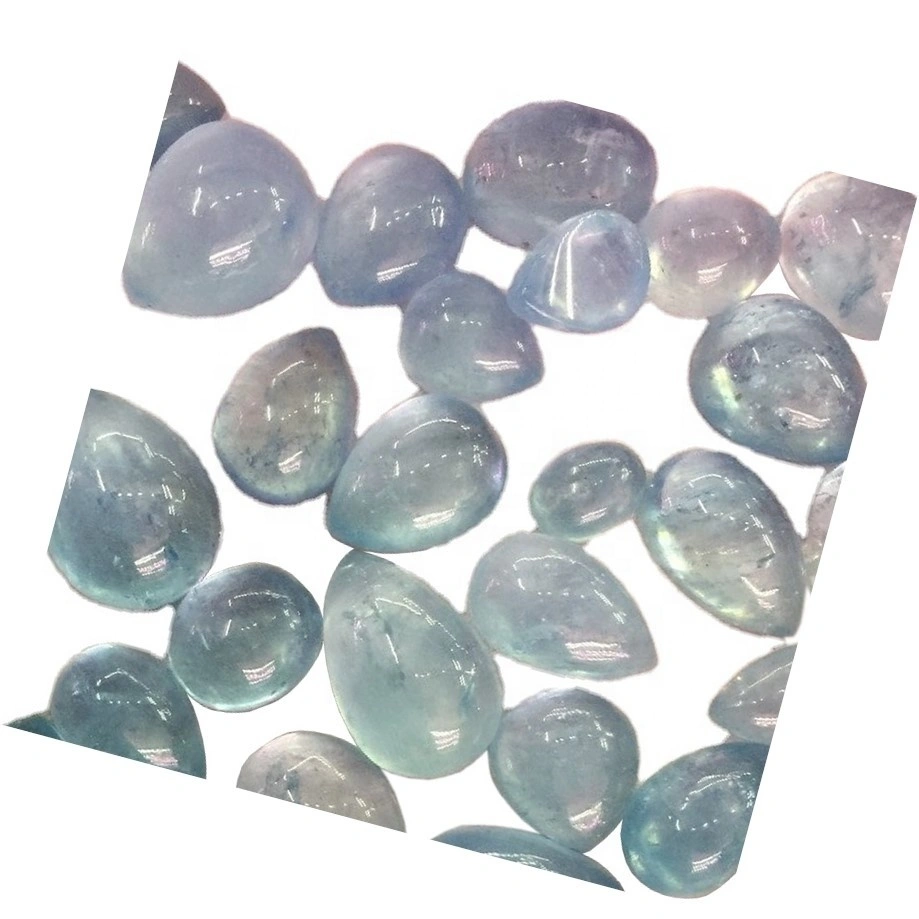 طبیعی رنگ پریده آبی آبی Aquamarine گلابی شکل Cabochon شل سنگ های قیمتی 1