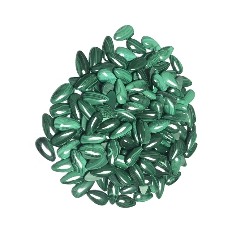 Malachon Pear Cabochon Aaa មានគុណភាពកាប៊ុល Malachite Pear មានគុណភាពកាប៊ុលសាការលុង GeMstone 1