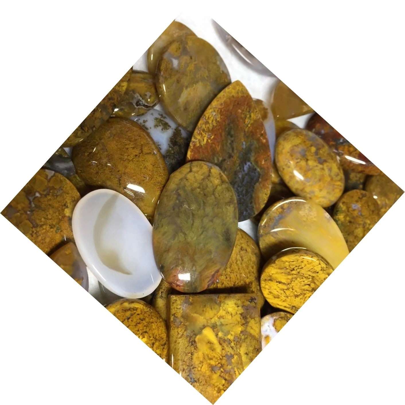 Yellow Moss Agate Cabochon Moss Agate Stone Natural Gemstone Cabochon Oval Agate 1
