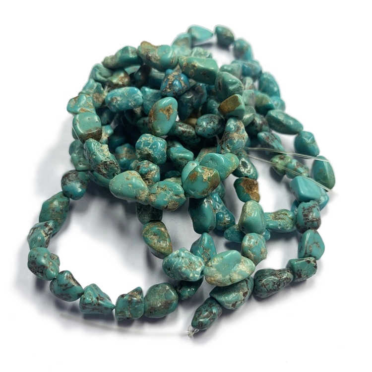 Natural Turquoise nugget gemstone bead strand for necklace making 1