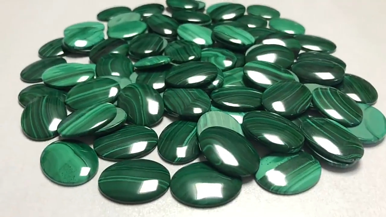 KALIBRE Oval Malachite Loose Stone Cab semi presye Gems 14