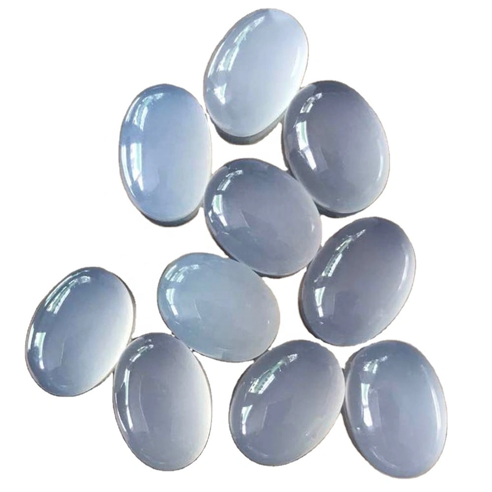 Chalcedony Alam Oval Bentuk Cabochon Calibrated Blue Chalcedony kanggo Perhiasan 1