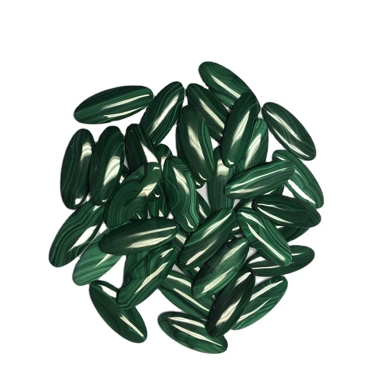Gemsstone malachite gemstone 41x16x4mm cabochon Malachite nkume ovach malach oval Malach na-emeghe Gemerne 1
