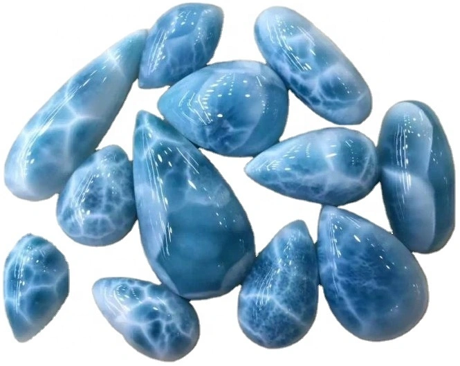 ត្បូង Larimar Gone Gele Gele Pear Cabochon គ្រឿងអលង្ការគ្រួសពាក់កណ្តាលដ៏មានតម្លៃ 1