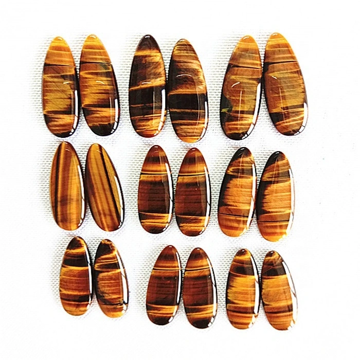 Top Grade Quality 100% Natural Tiger Eye Oval Shape Cabochon Loose Gemstone Pair For Making Earrings 1