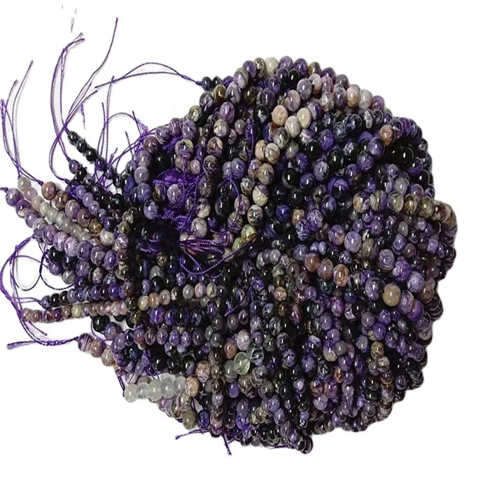 Természetes Charoite 3A kerek alakú gyöngyök Purple Gemstone Strings 1