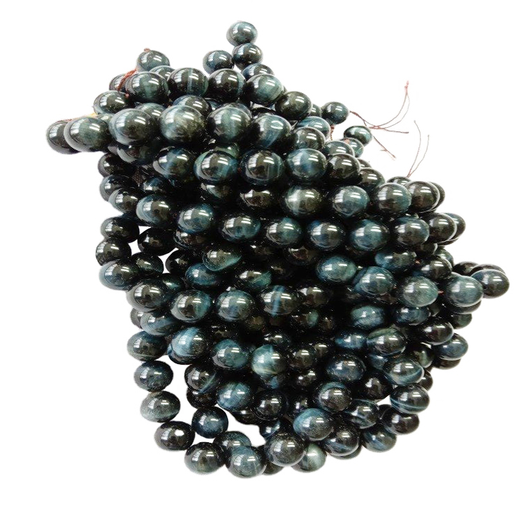Żibeġ tal-Gemstone ta '12mm Natural Tiger Blue Gemstone Tond Żibeġ bl-ingrossa 14