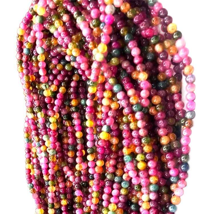 Зергерлік бұйымдарға арналған табиғи турмалиндік дөңгелек моншақ 14