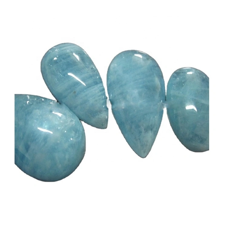 Top AAA Quality Aquamarine Cabochon Pear Shape Genuine Blue Milky Aquamarine Loose Gemstone 1