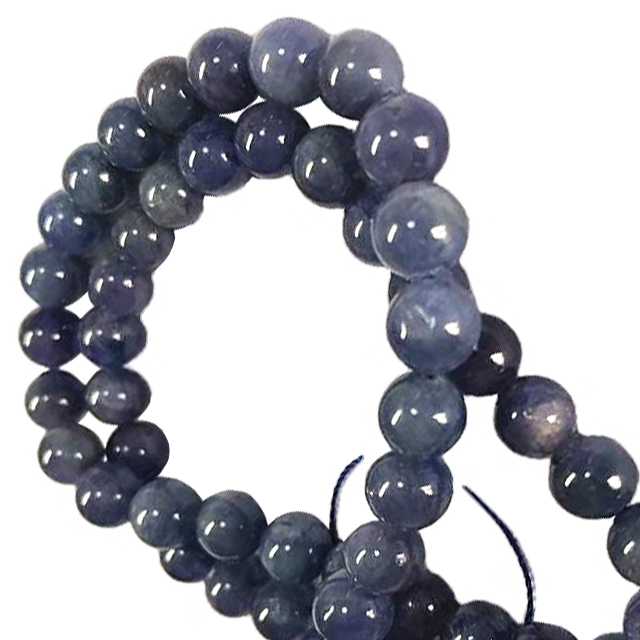 Natural iolite Round  shape beads  grey blue 3A gemstone strings 14