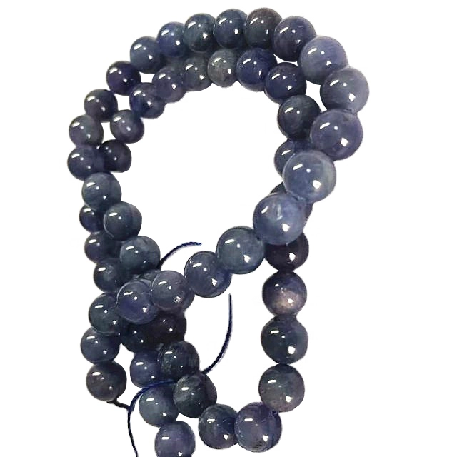 Natural iolite Round  shape beads  grey blue 3A gemstone strings 1