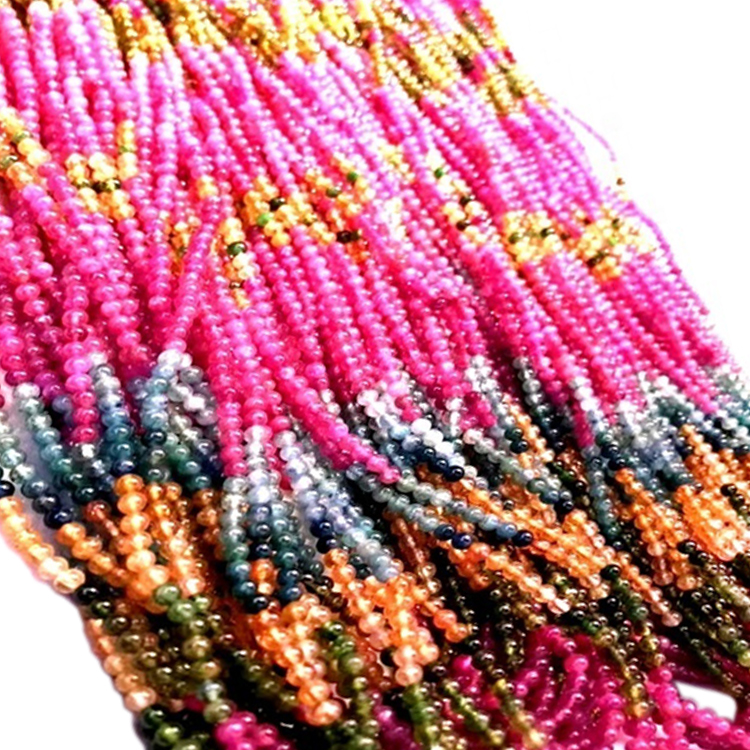 Табиғи турмалиндік дөңгелек моншақтар зергерлік бұйымдарды жасау үшін гемстон 14