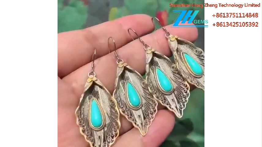 Бірузовыя завушніцы кроплі, біруза& сярэбраныя завушніцы 9