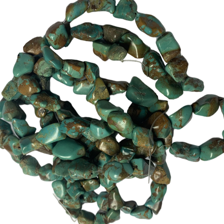 Nagykereskedelmi türkizkék nugget gyöngyök teljes egy szál 18