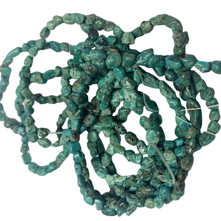 Natural Blue Pattern Turquoise Free Shape Gold Nugget Gemstone Beads 18