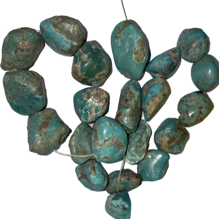 Ekte blå turkis glatt liten nugget chip løs edelstener perler 18