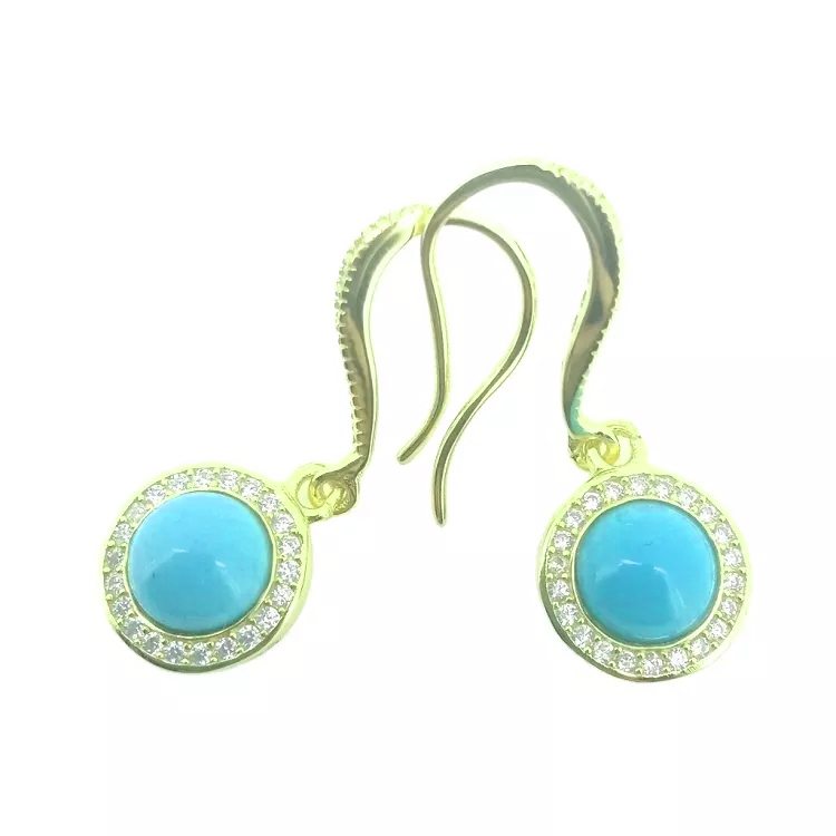 Diny Naturiol Turquoise Post Clustdlysau Sterling Silver Silver Turquoise Clustdlysau 15