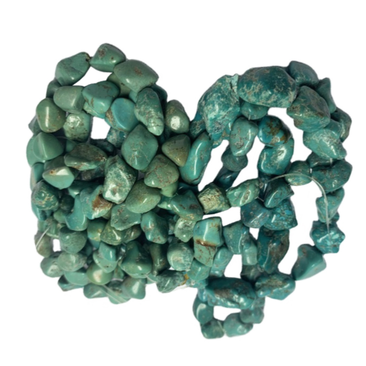 भव्य 3 ए 16 स्ट्रैंड जेन्यूइन 3-20 मिमी ब्लू फ़िरोज़ा नगेट रत्न मोती 18