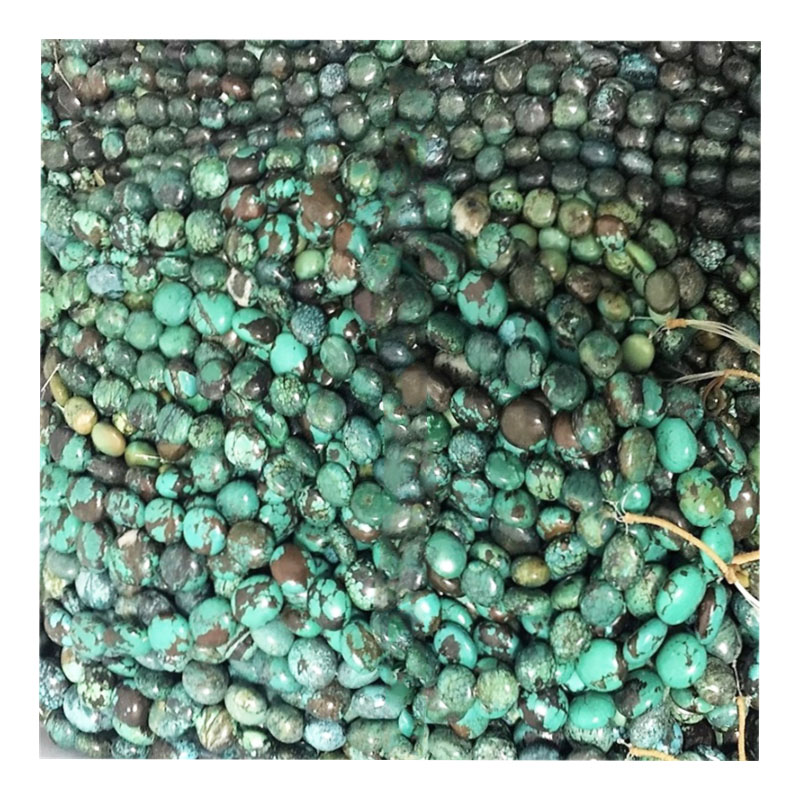 Blo türquoise flaach oval Form locker Beads fir Bijouen ze maachen 18