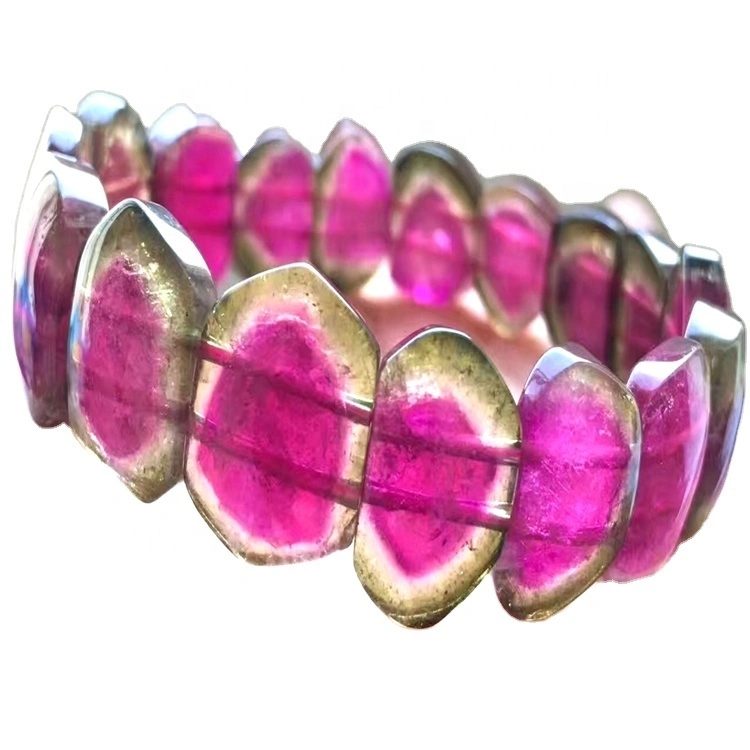 Külső rózsaszín belsejében a legmagasabb minőségi turmalin Rubellite Bangle, hogy nagykereskedelmi zöld gyöngyös karkötő karkötő 02 természetes cn; gua 1