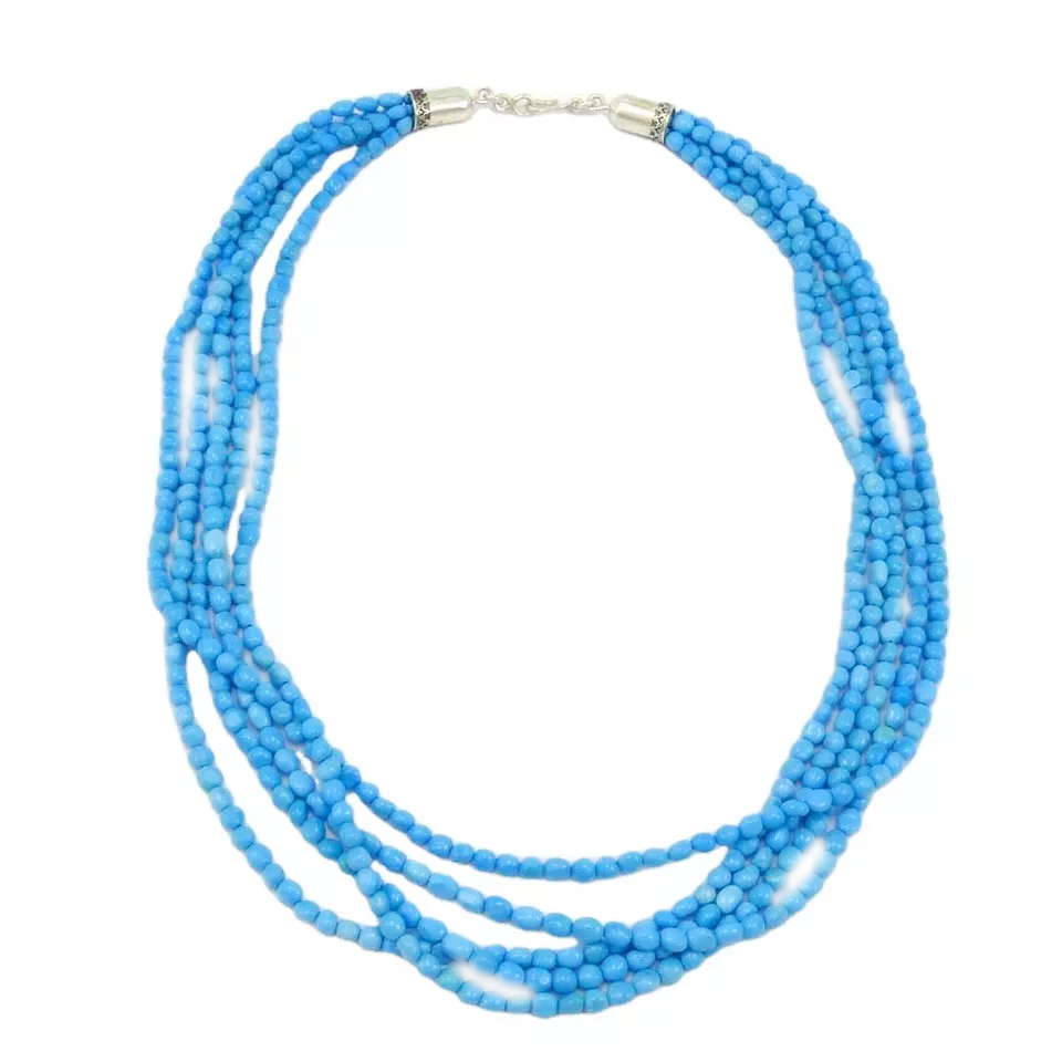 Fényes sárga színű gyöngyök türkiz nyaklánc ékszerek 15