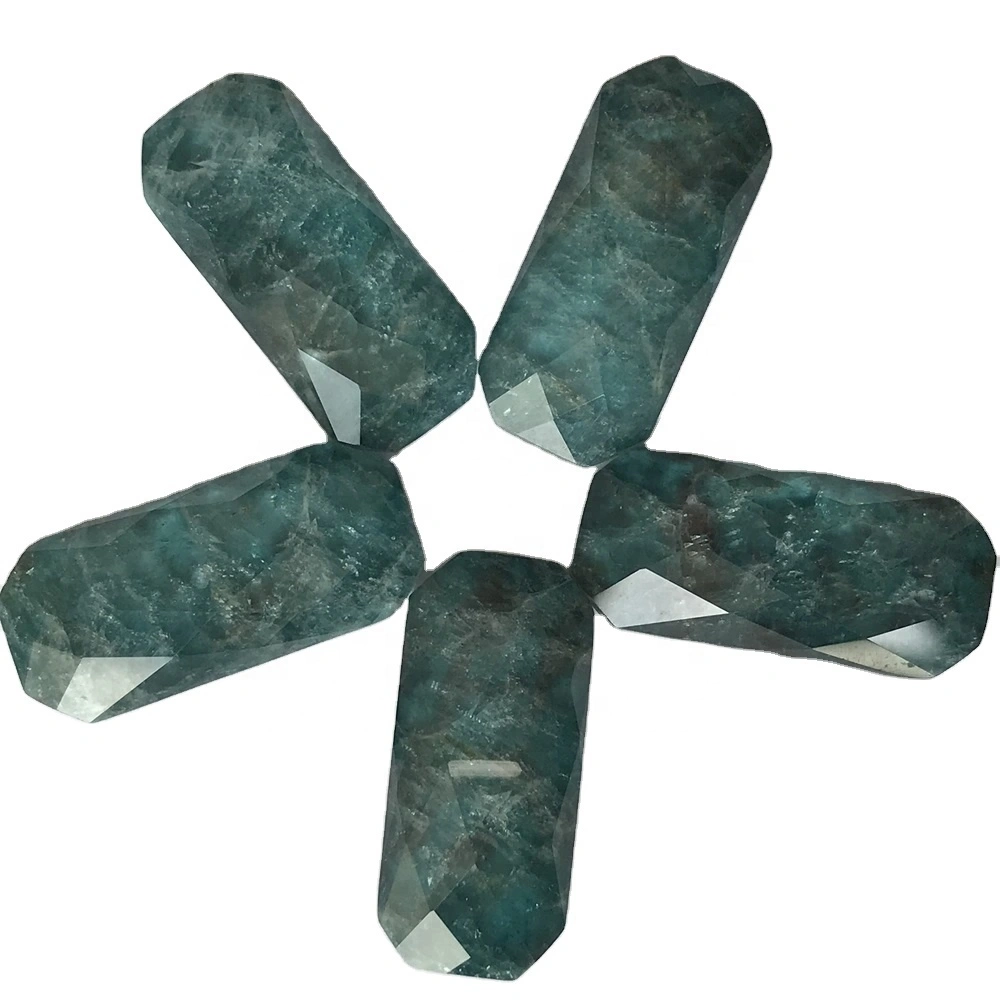 Top quality faceted cutting Bule Apatite cabochon follow customers order to make 1