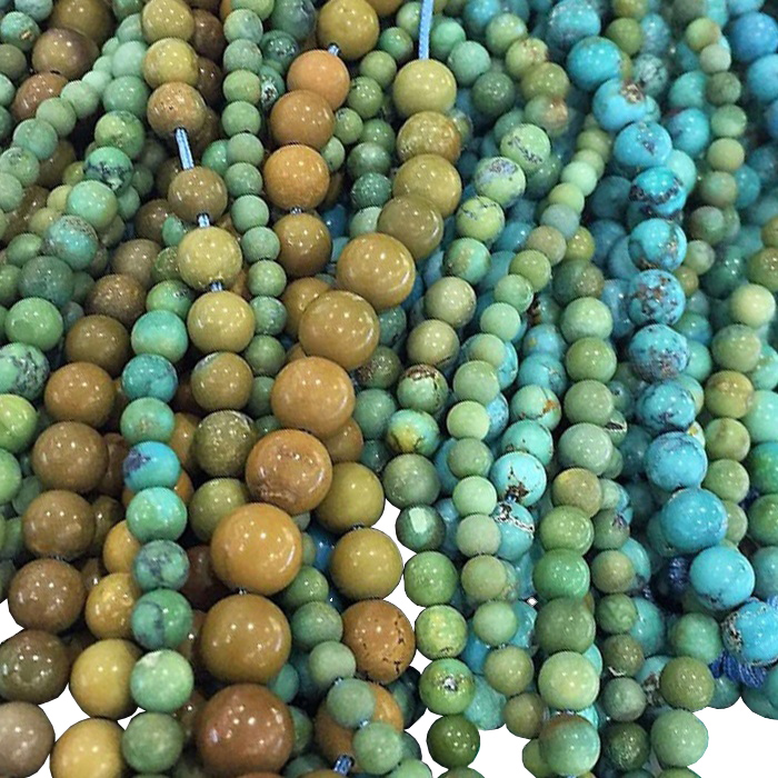 Eke Turquoise Gemstone Gem Round Loose Beads Strand maka Ime ọla 18