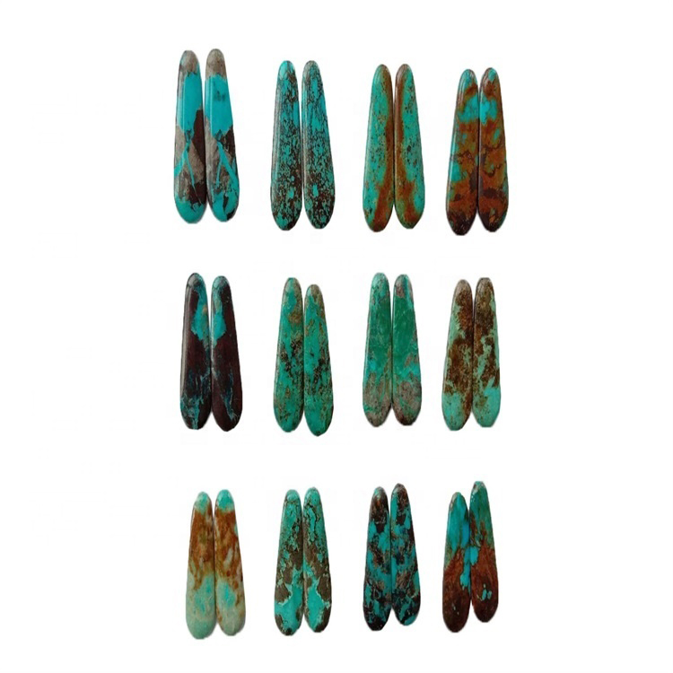 35x14x3.8mm Natural Turquoise Kingman Turquoise Pear Cabochon / Arizona Turquoise Cabs Match Match 15