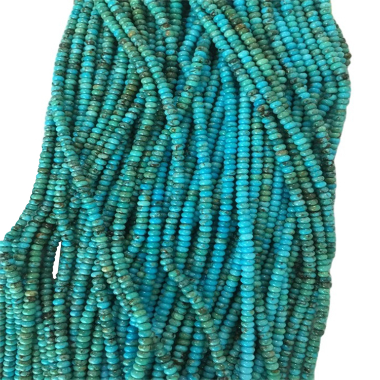 Naturelly ფირუზი Rondel მძივები სამკაულები მიღების 18