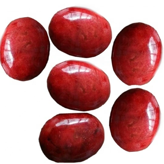 Wangun Coral Cabochon Abang Mbentuk Watu Back Back Flat Gemstone Kanggo Perhiasan Nggawe Pembekal Bakar Gemses 1