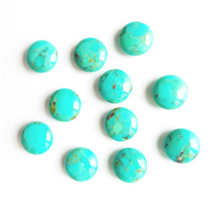 Gaskiya Turoloise 8mm Cabchon Cabocoise Cabquoise Cabqueise Round Shirt Side Sako Shaida Godstone Gemstone 15