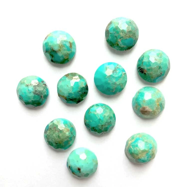 Natural Really Gemstones Turquoise cabochon Round Turquoise Cabochon Gemstones Back Side Flat Turquoise Sky Blue 1