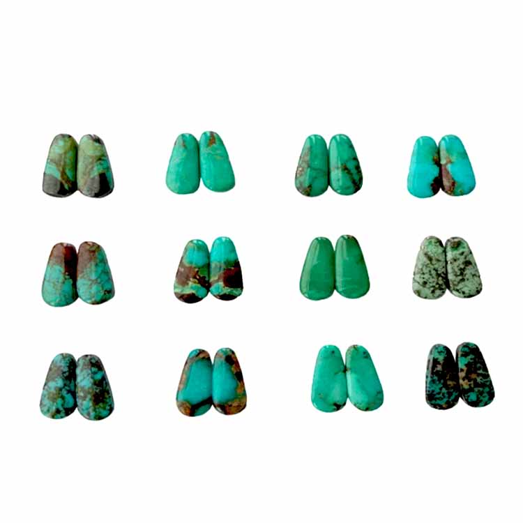 批发20x10x4mm天然绿松石梯形凸轮机维多利亚女王时代珠宝中型淡淡的蓝色梯形混合绿松石 15