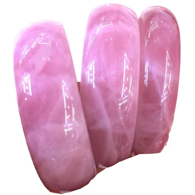 Joieria de pedres precioses Crystal Madagasda Rose Quartz Chunky Bangle / Venda calenta transparent Polsera natural 02 Bangles Normal Ala CMA 1