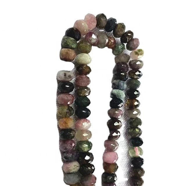 Natural Tourmaline Rondelle Faceted shape beads  mixed colours  gemstone strings 1