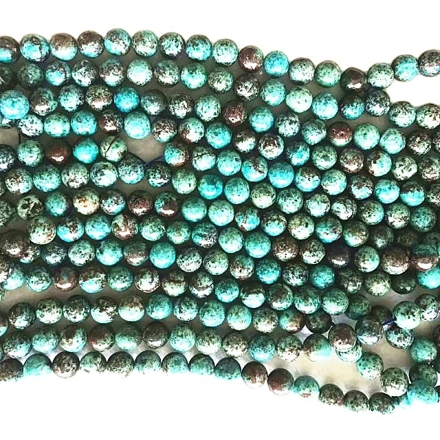 American Style Naturali Chrysocolla rawnd xoffa Kuxien Laħam tal-Gemstone laxki 1