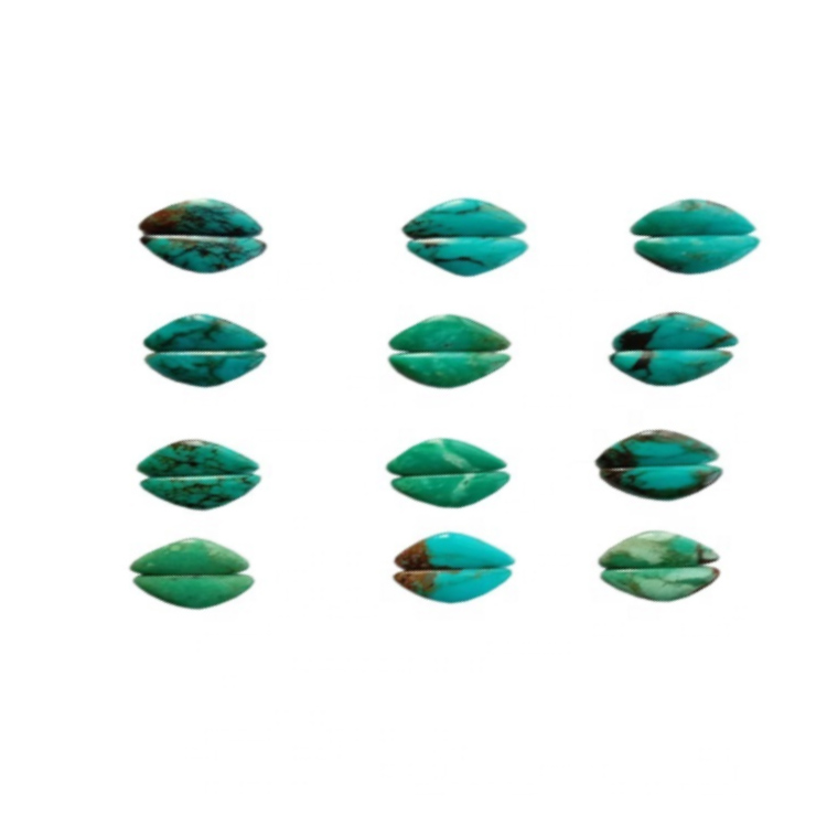 Естествен тюркоазен правилен триъгълник съвпада с гладко полиращ скъпоценен камък Тюркоазен триъгълник Плосък скъпоценен камък Свободен кабошон 15