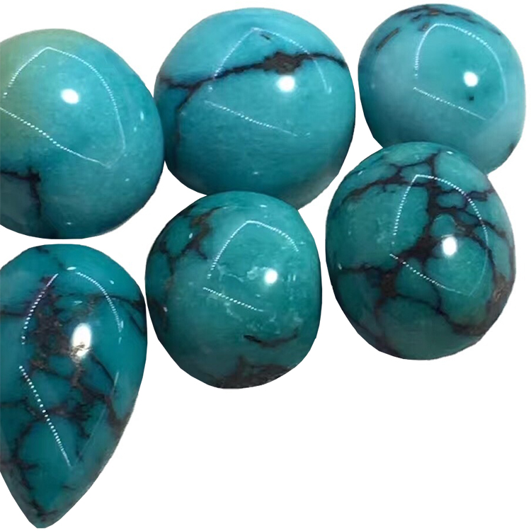 高品质蓝色绿松石椭圆形凸轮棚宽松宝石蓝色多孔绿松石椭圆形 15