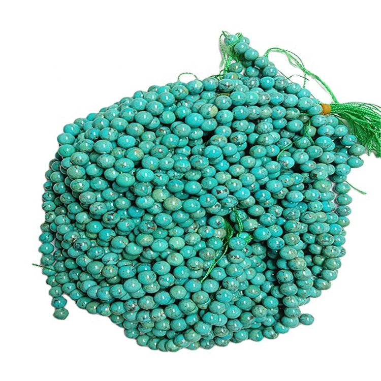 Turquesa Natural comprimido turquesa unha cuadrícula redonda Blue Gemstone cordas 1
