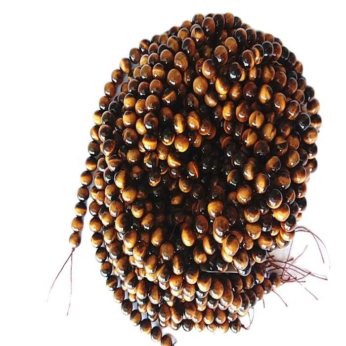 Natural brown Tiger eyes stones 3A  Round  shape beads and smooth gemstone strings1 1