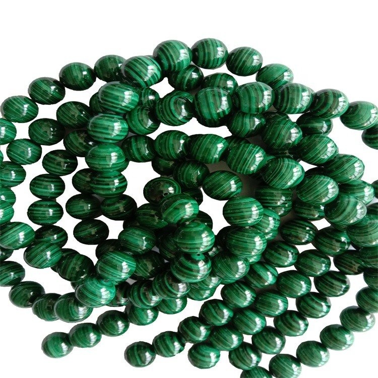 Malachita verde natural perlas redondas altamente pulidas piedras preciosas de gema de energía sueltas para la fabricación de joyas 14