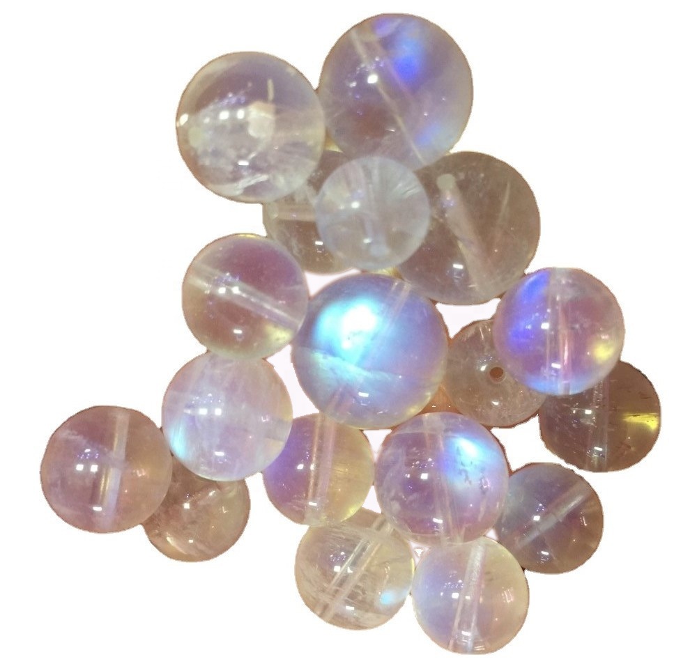 Arco iris natural Piedra de luna Beads sueltas Arco iris Moonstone Beads Flash azul 14