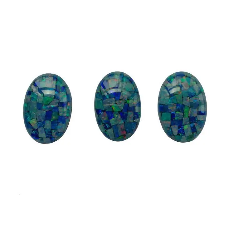 20x30x7.6mm Biru Kanthi Crystal Welo Fire Ethiopian Opal Cabocockon Oval Bentuk Gemstone 1