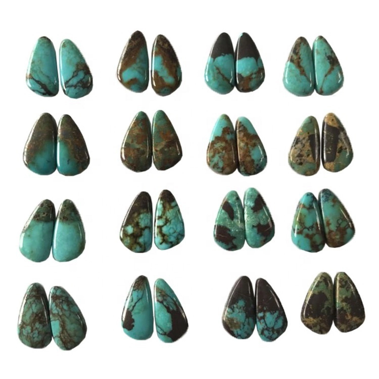 Adayeba Long eso pia apẹrẹ turquoise alapin ẹhin cabochon osunwon turquoise gemstone orisii dan didan gemstone 1